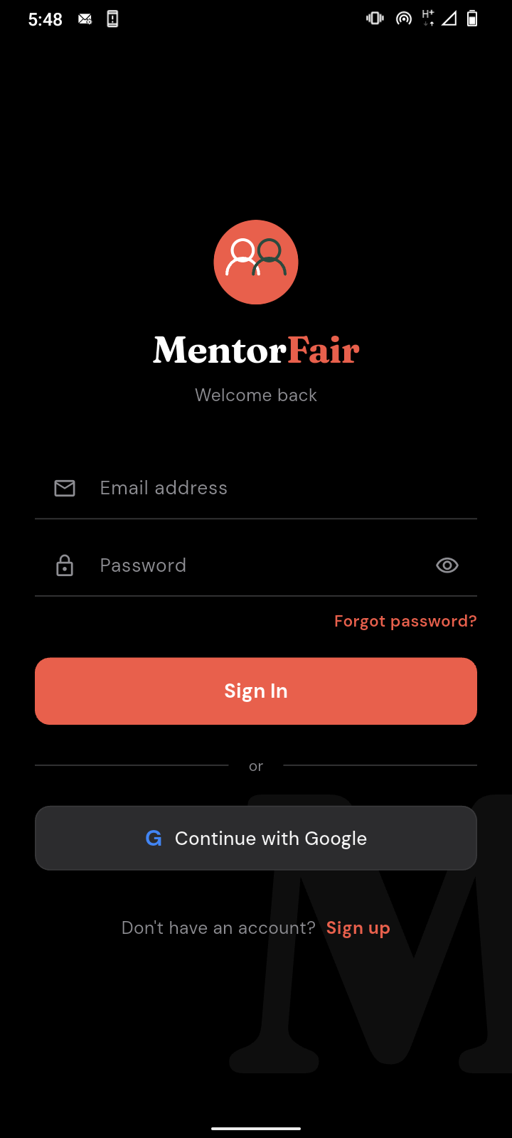 MentorFair screen 2